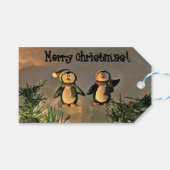 Kerstpinguïns Cadeaulabel (Voorkant (Horizontaal))