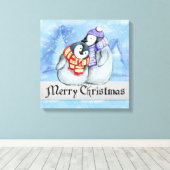 Kerstpinguïns Canvas Afdruk (Insitu (Houten vloer))