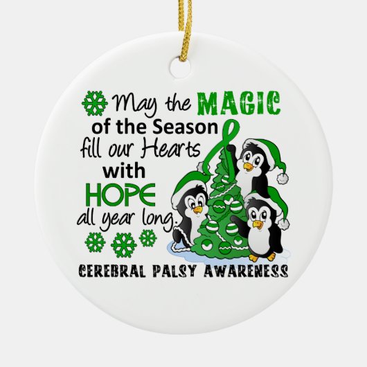 Kerstpinguins Cerebral Palsy Keramisch Ornament (Voorkant)