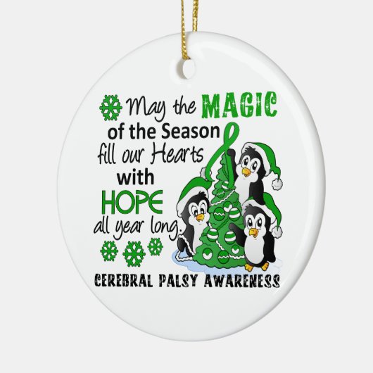 Kerstpinguins Cerebral Palsy Keramisch Ornament (Links)