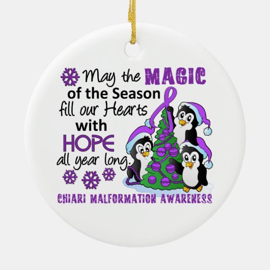 Kerstpinguins Chiari Malformatie Keramisch Ornament (Achterkant)