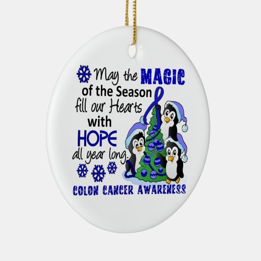 Kerstpinguïns Colon Cancer Keramisch Ornament (Rechts)