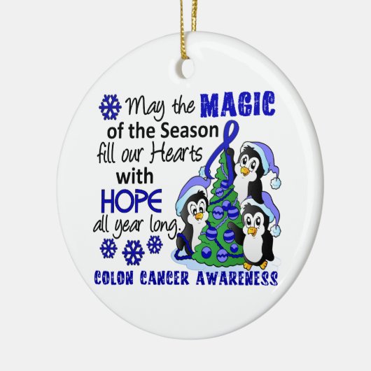Kerstpinguïns Colon Cancer Keramisch Ornament (Links)