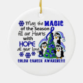 Kerstpinguïns Colon Cancer Keramisch Ornament (Achterkant)