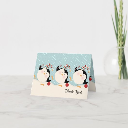 Kerstpinguïns Dank je wel Bedankkaart (Voorkant)