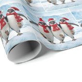 Kerstpinguïns dansen op Arctische gletsjer Cadeaupapier (Rol Hoek)