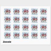 Kerstpinguïns dansen op Arctische gletsjer Vierkante Sticker (Vel)