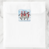 Kerstpinguïns dansen op Arctische gletsjer Vierkante Sticker (Tas)