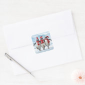 Kerstpinguïns dansen op Arctische gletsjer Vierkante Sticker (Envelop)