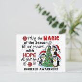 Kerstpinguïns Diabetes Feestdagenkaart (Staand voorkant)