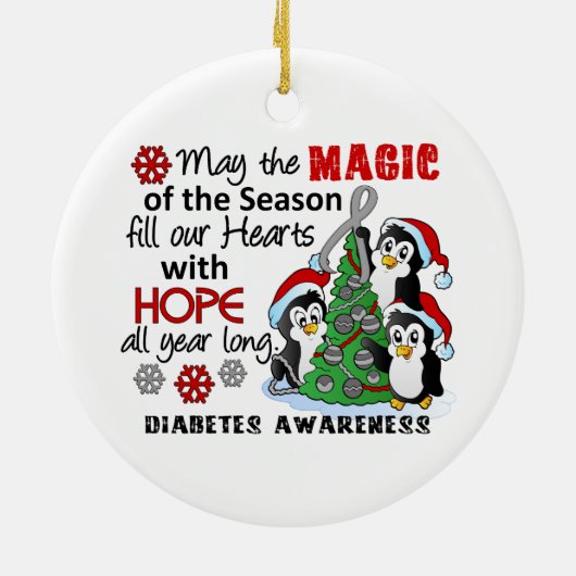 Kerstpinguïns Diabetes Keramisch Ornament (Achterkant)
