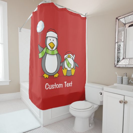 kerstpinguïns douchegordijn (In situ)