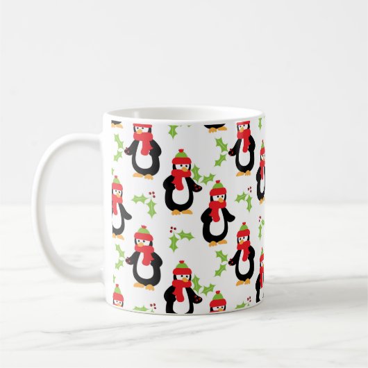 Kerstpinguïns en Holly-Mok Koffiemok (Links)