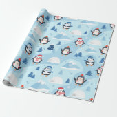 Kerstpinguïns en Igloos Cadeaupapier (Uitgerold)