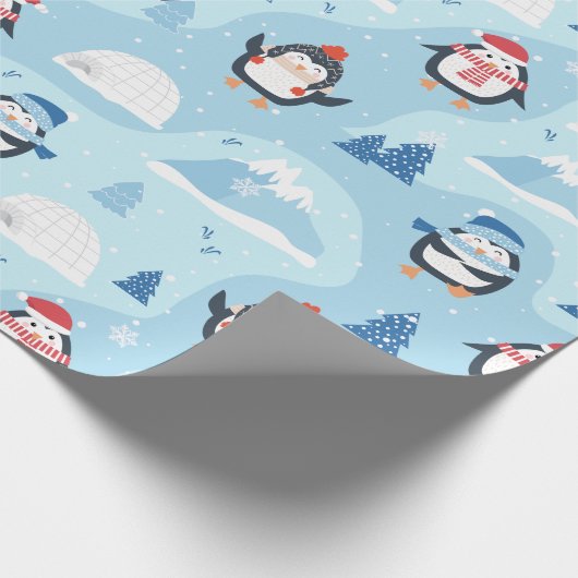 Kerstpinguïns en Igloos Cadeaupapier (Hoek)