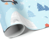 Kerstpinguïns en Igloos Cadeaupapier (Rol Hoek)