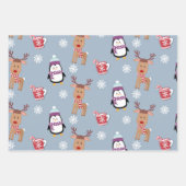 Kerstpinguïns en rendieren inpakpapier vel (Voorkant)