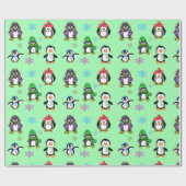 kerstpinguïns en snowflakes, cadeaubonen cadeaupapier (Vlak)
