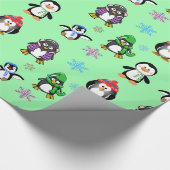 kerstpinguïns en snowflakes, cadeaubonen cadeaupapier (Hoek)