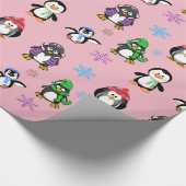 kerstpinguïns en snowflakes, cadeaubonen cadeaupapier (Hoek)