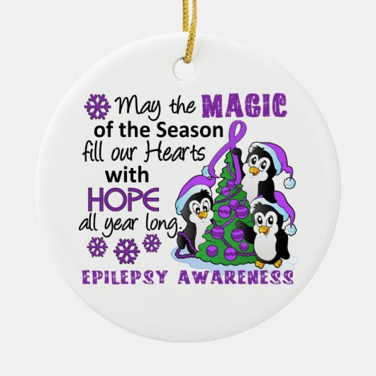 Kerstpinguïns Epilepsy Keramisch Ornament (Voorkant)