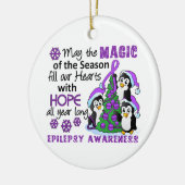 Kerstpinguïns Epilepsy Keramisch Ornament (Links)