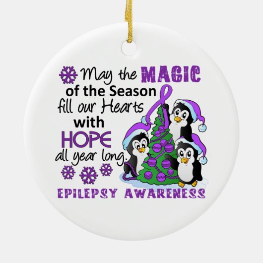 Kerstpinguïns Epilepsy Keramisch Ornament (Achterkant)