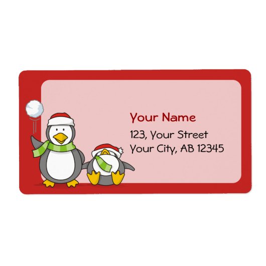 kerstpinguïns etiket (Voorkant)
