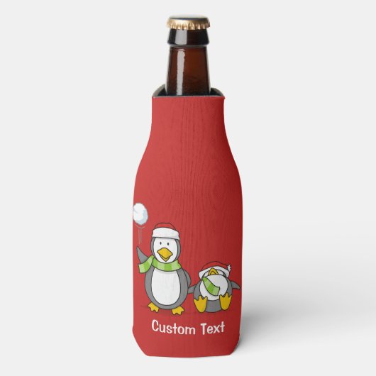 kerstpinguïns flesjeskoeler (Fles Voorkant)