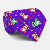 Kerstpinguins Funny Holiday Party Paars Stropdas (Opgerold)