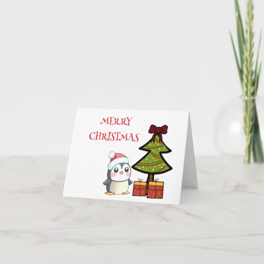 Kerstpinguïns gevouwen vakantie Kaart (Voorkant)