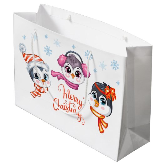 Kerstpinguïns Groot Cadeauzakje (Achterkant Gekanteld)