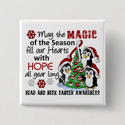 Kerstpinguïns Hoofd- en halskanker Vierkante Button 5,1 Cm (Voorkant)