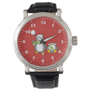 kerstpinguïns horloge