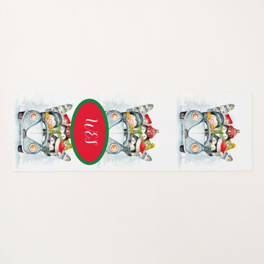 Kerstpinguïns in een auto-yogha-mat yogamat (Achterkant (horizontaal))