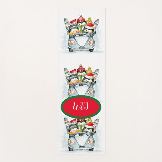 Kerstpinguïns in een auto-yogha-mat yogamat (Voorkant)