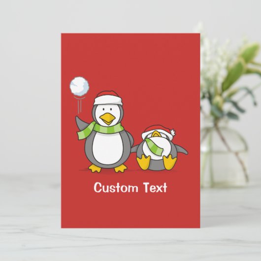 kerstpinguïns kaart (Staand voorkant)