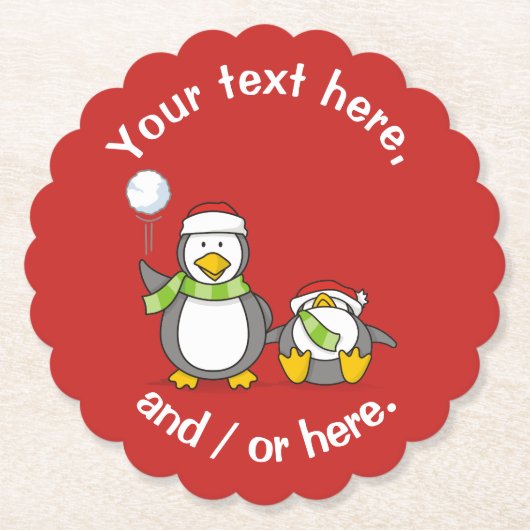 kerstpinguïns kartonnen onderzetters (Voorkant)
