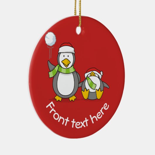 kerstpinguïns keramisch ornament (Rechts)