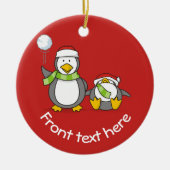 kerstpinguïns keramisch ornament (Voorkant)