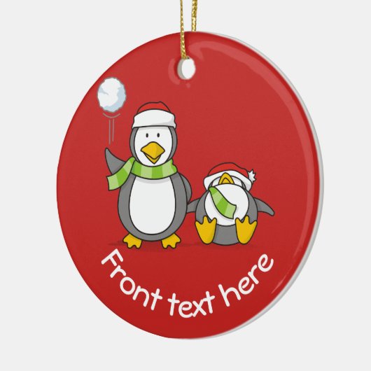 kerstpinguïns keramisch ornament (Links)