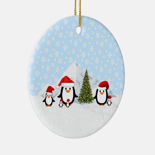 kerstpinguïns keramisch ornament (Rechts)
