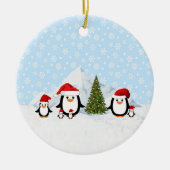 kerstpinguïns keramisch ornament (Voorkant)