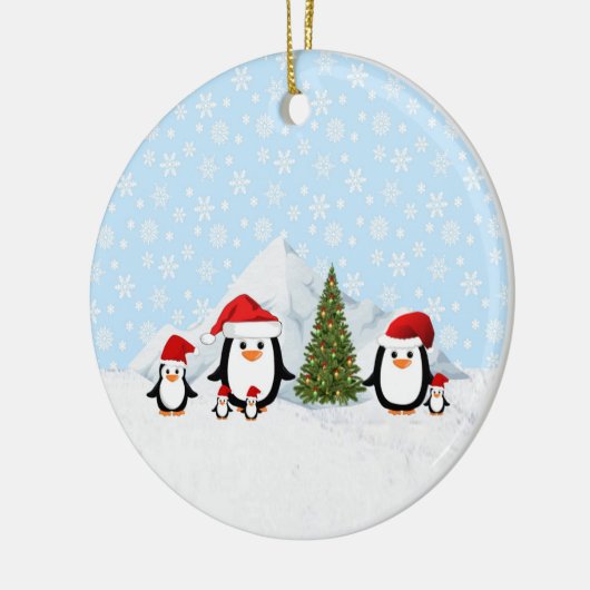kerstpinguïns keramisch ornament (Links)