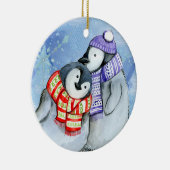 Kerstpinguïns Keramisch Ornament (Rechts)