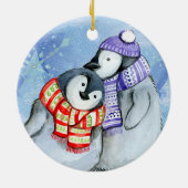 Kerstpinguïns Keramisch Ornament (Achterkant)