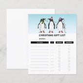 Kerstpinguïns - Kerstcadeau Lijst Plannen (Voorkant / Achterkant)