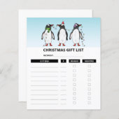 Kerstpinguïns - kerstcadeaulijstjes (Voorkant / Achterkant)