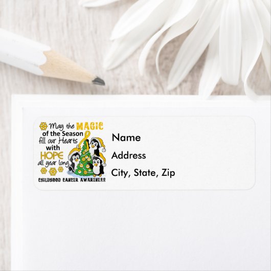 Kerstpinguïns Kinderkanker Etiket (Insitu)