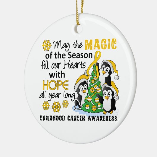 Kerstpinguïns Kinderkanker Keramisch Ornament (Links)